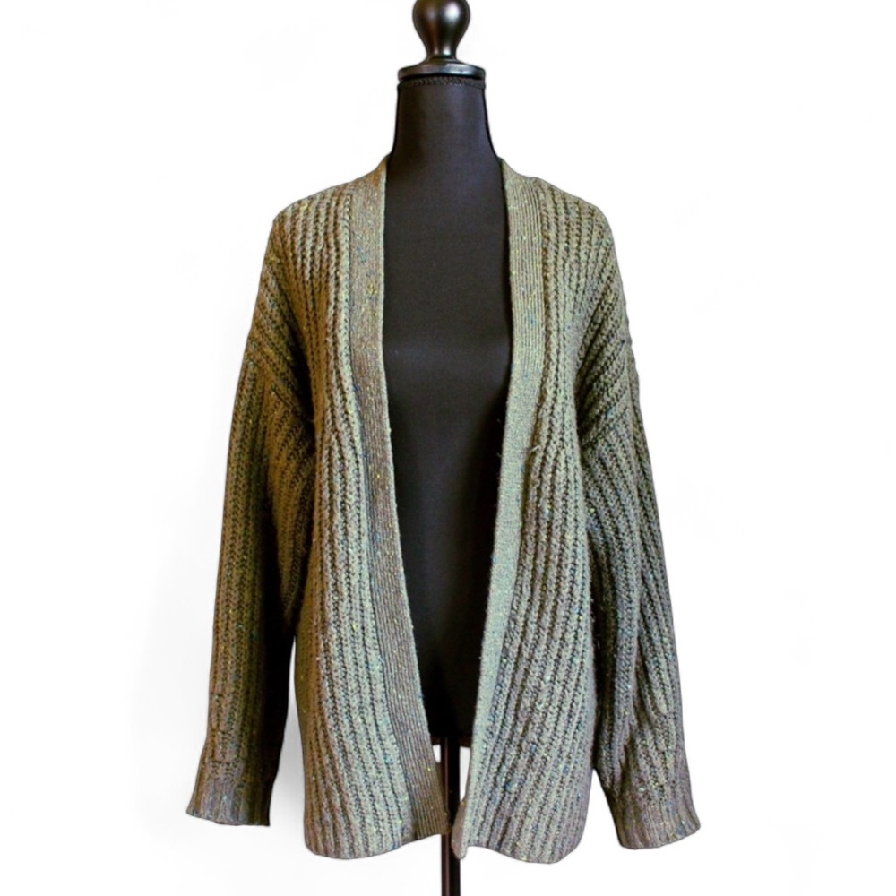 Green Open-Front Cardigan
